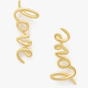 NEW kate spade new york Say Yes LOVE Gold Tone French Wire Dangle Earrings